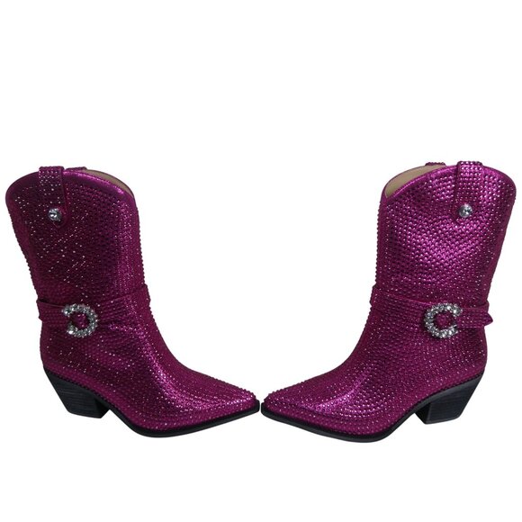 Cowboy‎ Boots Mi.iM Women's Fuchsia Rhinestone-Studded with straps Size 7.5 - 8 - Picture 6 of 14